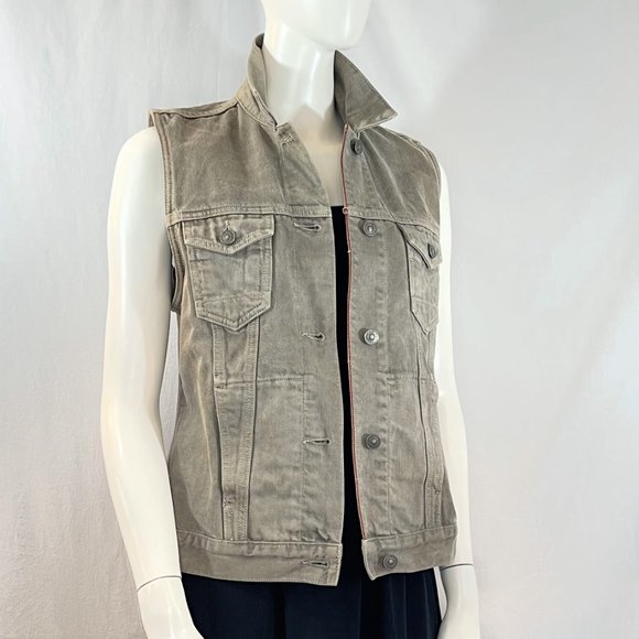 Dun Gilet Gray Denim Vest | All Saints - Picture 1 of 7